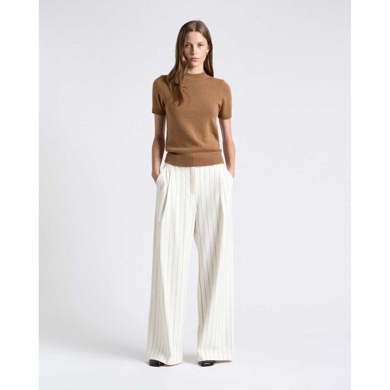 Cue Merino Cashmere Blend Mock Neck Short Sleeve Knit image number 3